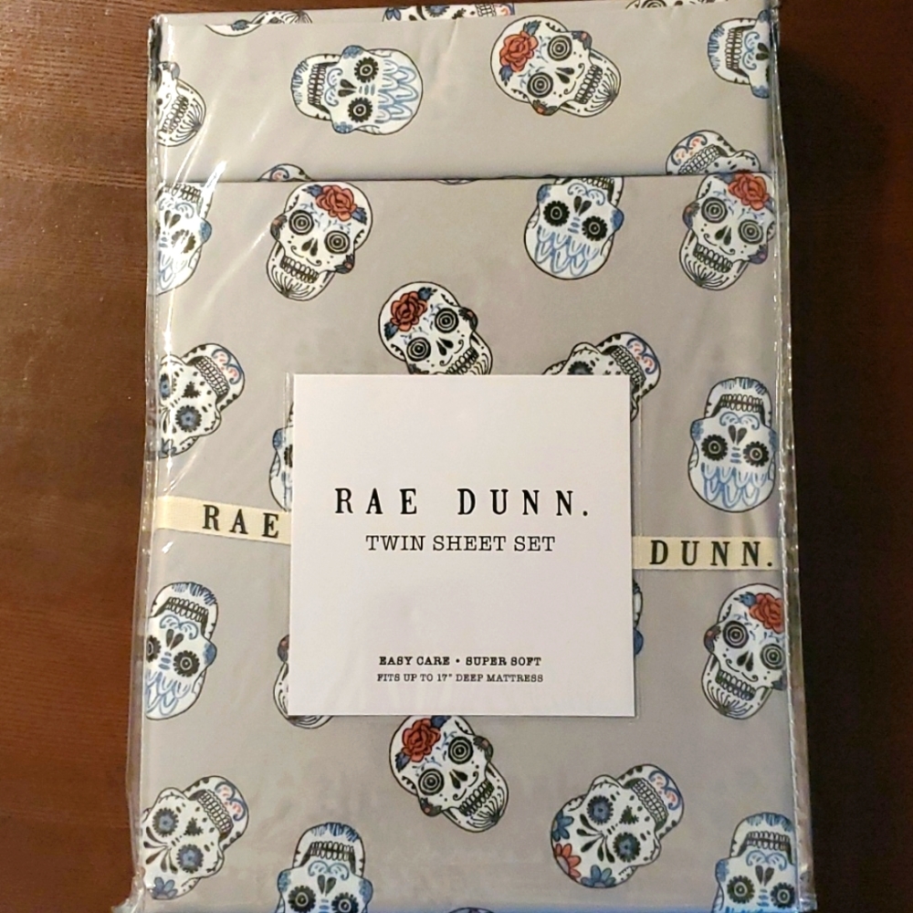 Rae Dunn sugar skull twin sheet set - Picture 2 of 5